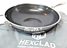 Hexclad 12 Inch Hybrid Stainless Steel Wok Nonstick w/Helper & Stay Cool Handles