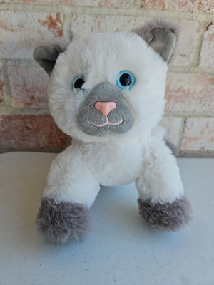 #ad #ad Sams Club Members Mark Cat Plush Stuffed Animal Grey White Kitty Jointed Siamese $34.88