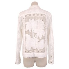 Johnny Was Jade Sable Cropped Linen Jacket White Sz Medium