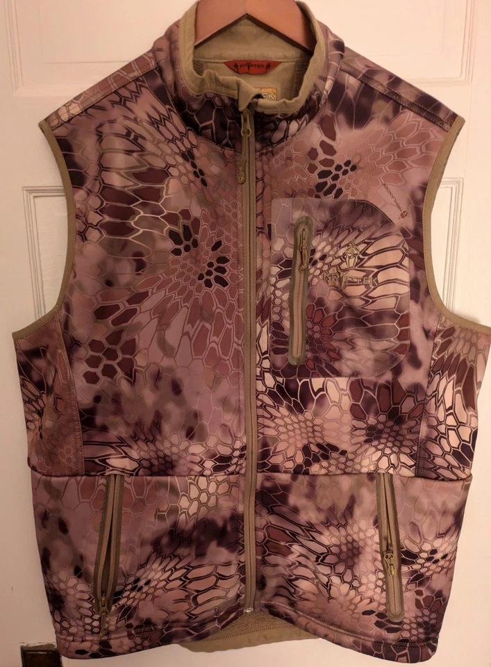Kryptek Highlander Camo Hunting Soft Shell Vest Fleece-Lined Sz Large Zip Brown - Image 2 of 4