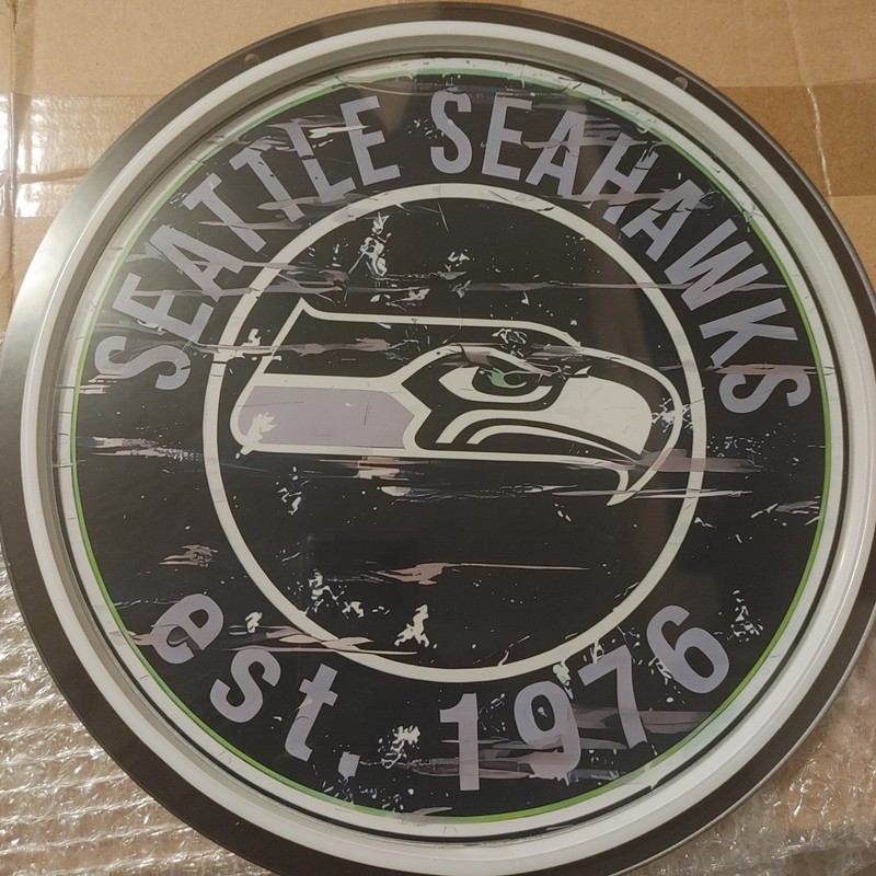 SEATTLE Seahawks Football Sports Silicone LED Neon Light Sign 12" Diameter