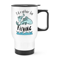 I'd Eher Sein Angeln Reise Becher Tasse Mit Griff - Lustig Fisch Sport Thermo