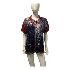 Citron Santa Monica Silk Burnout Artisan Coastal Rich Matriarch Blouse Women S