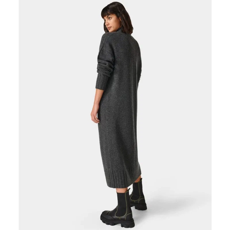 sweaty-betty mountain wool yak turtleneck midi dress sweater