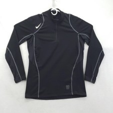 Nike Pro Dri-FIT Shirt Mens Large Black 1/4 Zip Long Sleeve Fitted Top flaw