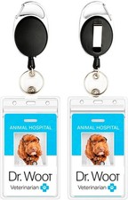 2-Pack Retractable Badge Reels with Clear ID Card Holders   Heavy Duty Black