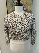 Adidas Originals Leopard Print Crewneck Sweatshirt Beige Tan 3 Stripe Size XL