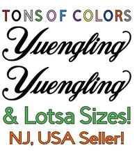 TWO Yuengling Beer Die Cut Vinyl Decals Breweriana Cursive Text Logo