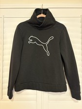 Women's Puma, Black Cowl Neck Sweatshirt With White Puma Logo Size Medium  