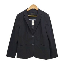 New Talbots Womens Monterey Cotton Stretch Blazer Jacket Navy Blue Size 14