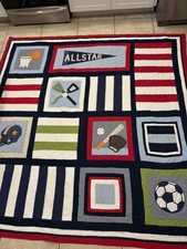 Pottery Barn Kids All-Star Sports Quilt Full Queen Football Basketball Jake