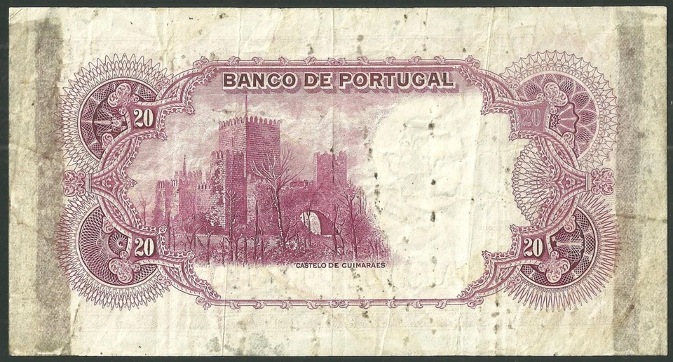 1940 Portugal 20 Escudos World Banknote Pick #143 VF Condition #01387 - Image 2 of 2