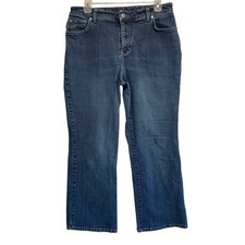 Lands' End Straight Leg Jeans Sz 10 Medium Wash Mid Rise Denim Classic Comfort