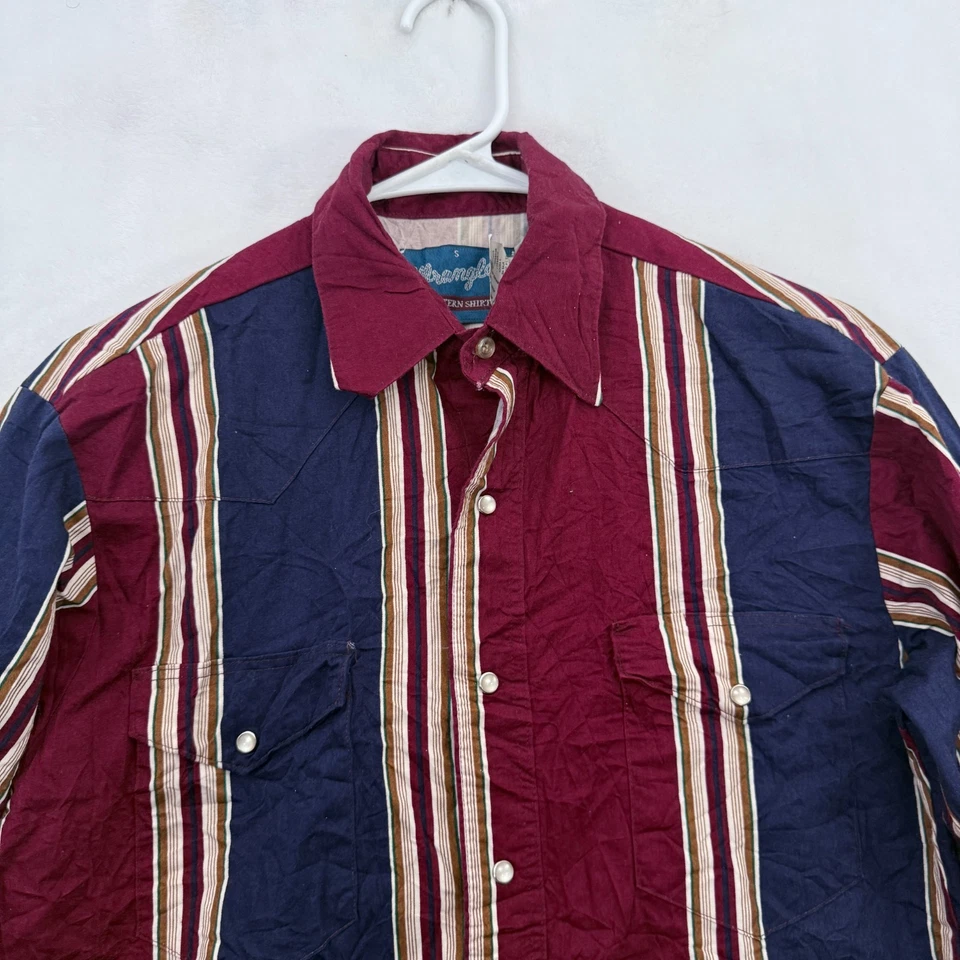 Vintage Wrangler Brushpopper Shirt Men S Stripe Pearl Snap Cowboy Western - Image 2 of 4
