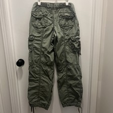 NOBO Boundaries Y2K Cargo Pants Womens JR 9 Green Flare Hem Utility Grunge 90s