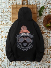 Vintage Team Football Ash Cotton Hoodie - Long Sleeve, Knit Fabric, Relaxed Fit,