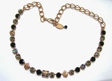 Adjustable Mariana Jewelry Necklace Rose Gold bMulticolor Iridescent Rhinestones