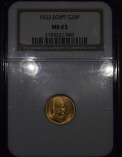 1923 Egypt 20 Gold Piastres "NGC MS63" *Combined S/H*