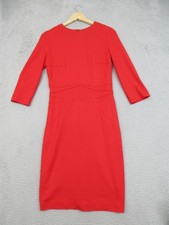 MNG Suit Dress Womens Medium Red Knit 3/4 Sleeve Sheath Knee Length Office