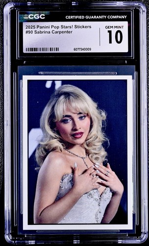 Sabrina Carpenter 2025 Panini Pop Stars! Stickers #90 RC Rookie CGC 10 Gem Mint