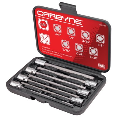 CARBYNE SAE Extra Long Hex (Allen) Bit Socket Set - 7 Pieces, (1/8 inch to 3/...