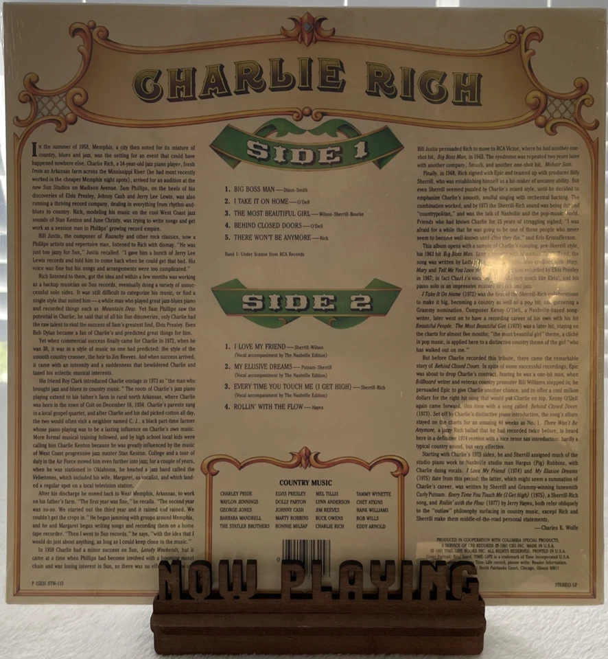 Country Music: Charlie Rich (1981) Vinyl Record Time Life STW-115 New Sealed - Image 3 of 4