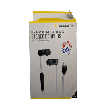 Acoustix USB-C Wired Earbuds In-Ear Headphones with Mic Premium Sound Stereo