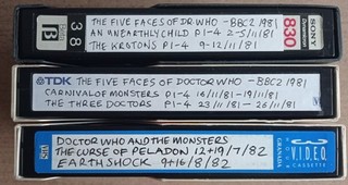 3 x Used Betamax Tapes 1980's TV Sci Fi Recordings