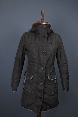 Peuterey Black Long Sleeve Hooded Button Inside Zip long Parka Jacket Size 42