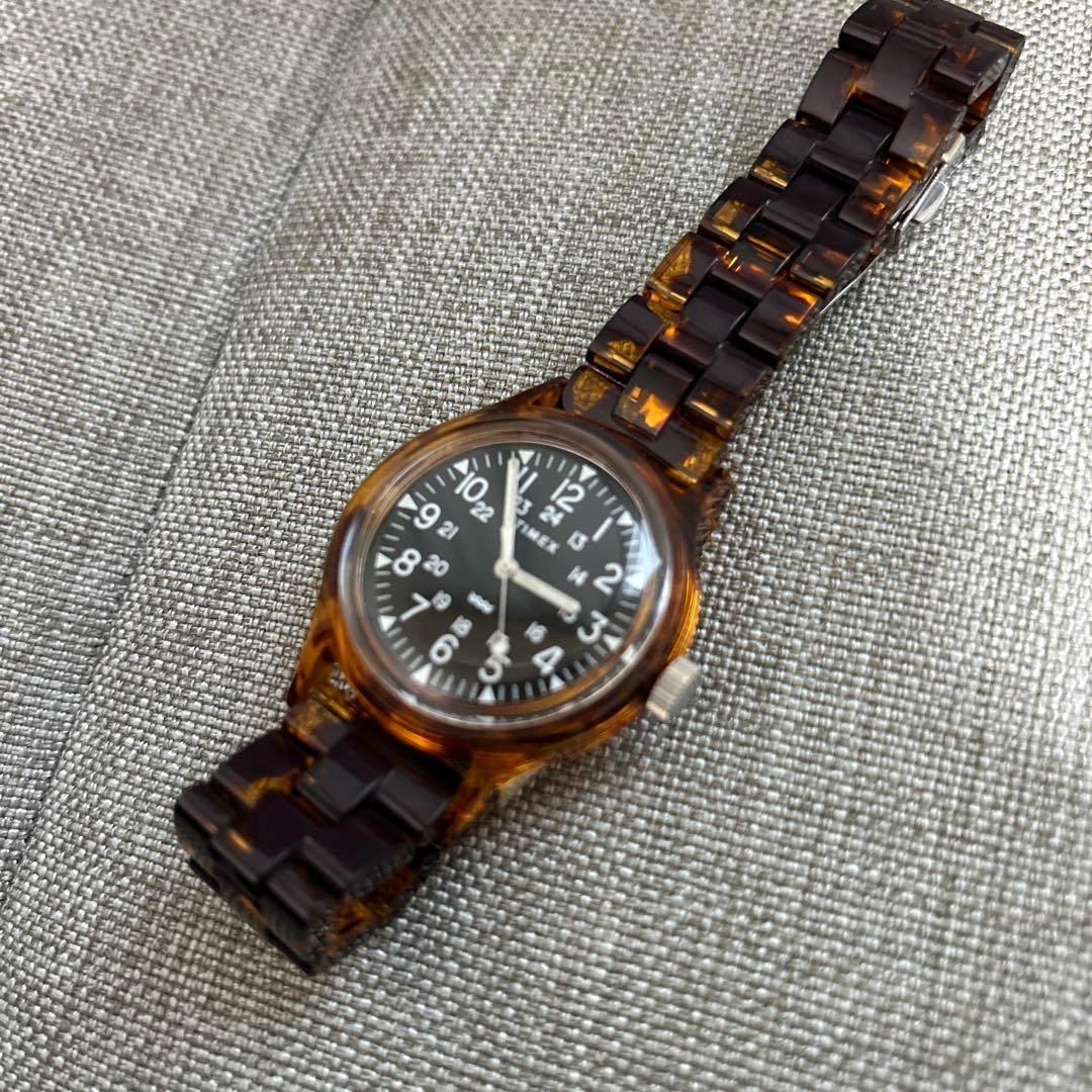 TIMEX × BEAMS Tortoise Shell Original Camper Watch - Brown Strap image 4