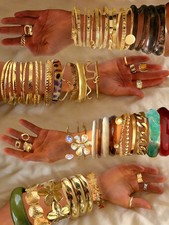 Multicolor 20pcs Vintage Boho Gold Tone Cuff Bracelet Set For Women
