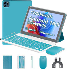 Android 16 Tablet 10 Inch, 12 3 9 GB RAM 64GB ROM, 2 in 1 Tablets with Keyboard