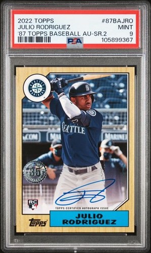2022 TOPPS 1987 TOPPS BASEBALL AUTOS SERIES 2 #87BAJRO JULIO RODRIGUEZ PSA 9 