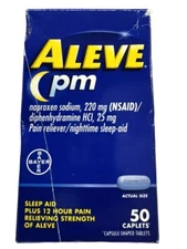aleve pm 220mg 50 total caplets exp july 2025
