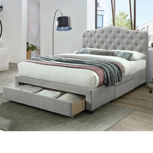 Modern Stylish Double Size Fabric Bed Frame With 3 Drawers Silver Fabric Bed Frame With 3 Drawers, Fabric King Bed Frame With Drawers