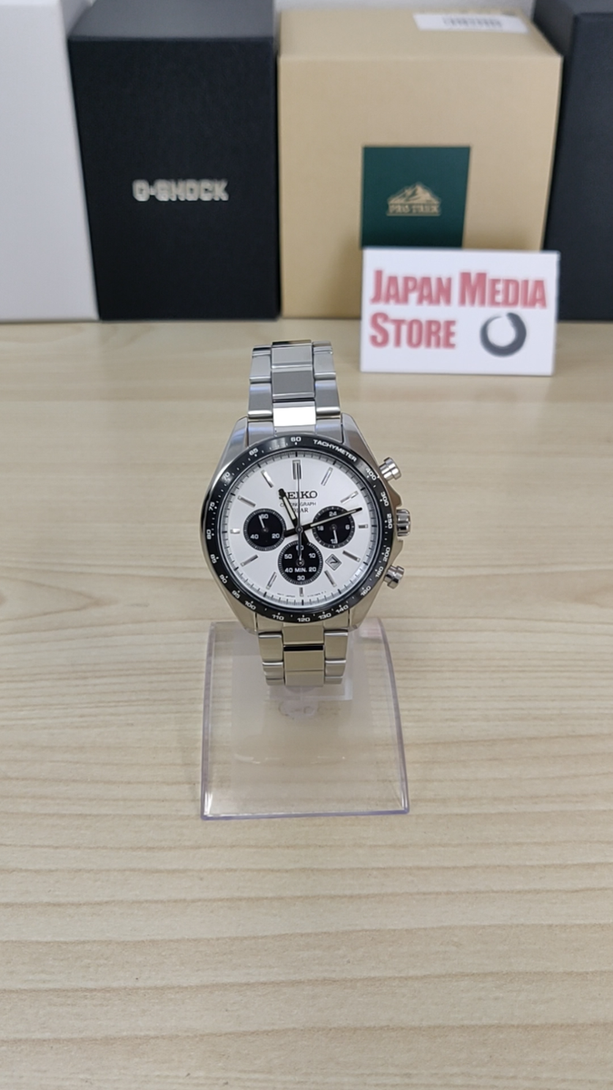 Seiko Selection SBPY165 Panda White Dial Solar Analog Chronograph