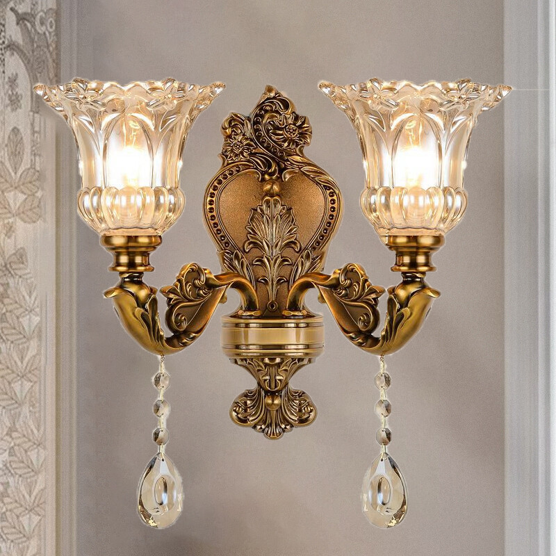 Vintage Clear Glass Shade Wall Sconce Light Crystal Wall Lamp Porch ...