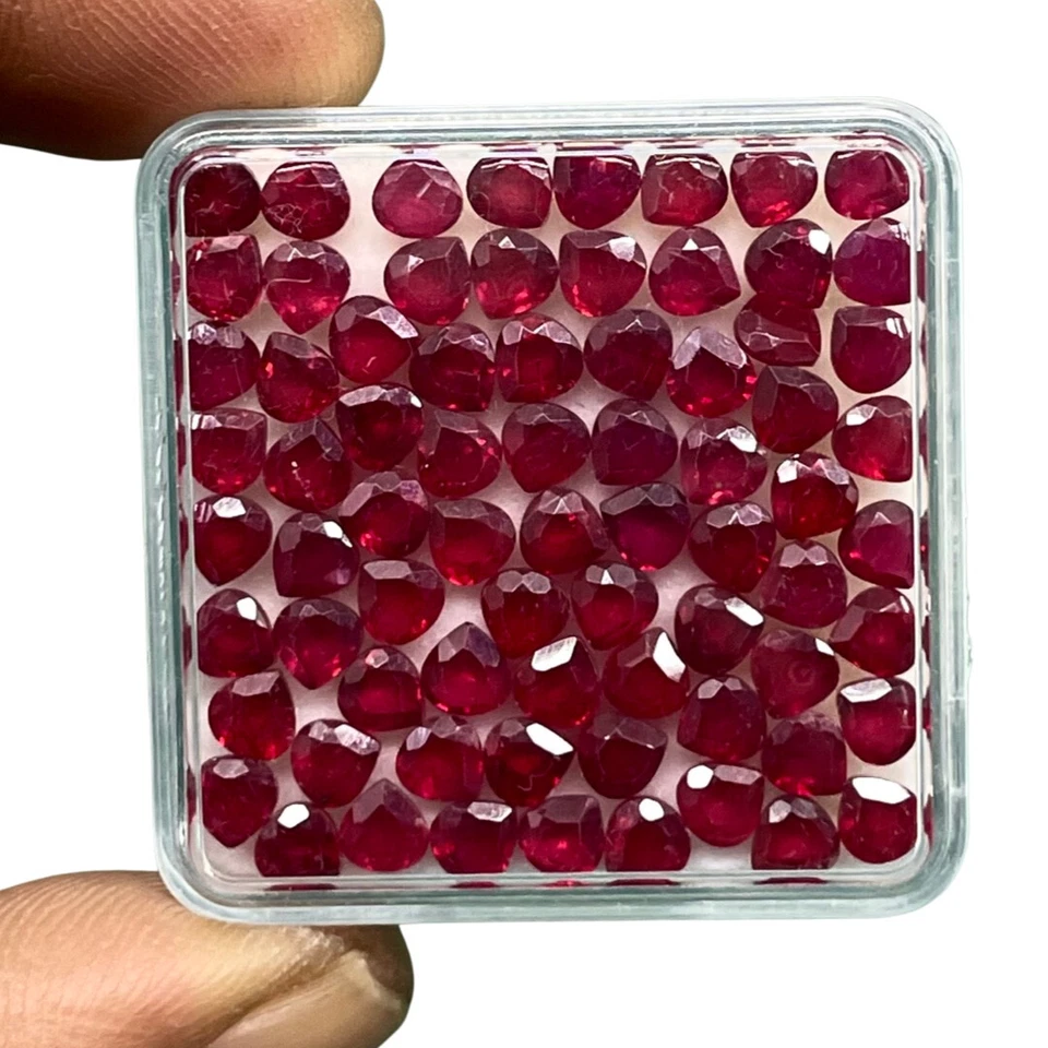 10 Pcs Natural Ruby 4x4mm Pear Cut Rich Red Loose Gemstones Wholesale Lot - Image 4 of 4