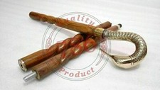 Brass Vintage Style Swan Head Handle Victorian Spiral Wooden Walking Stick Cane