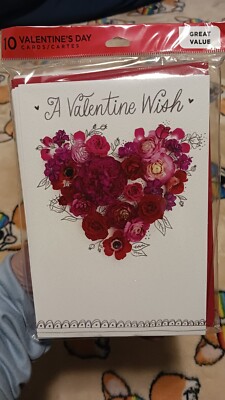 Hallmark 10 Pack Valentines Day A Valentines Wish Cards W/ Envelopes 