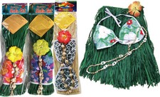 Hawaiian Hula Grass Skirt Set Hula Dancer Luau Real Raffia Bikini Top Hawaii NIB
