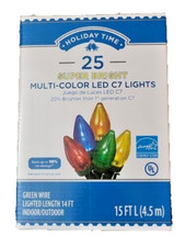 Holiday Time 25 Multi-Color Super Bright C7 LED Lights, Green Wire Christmas