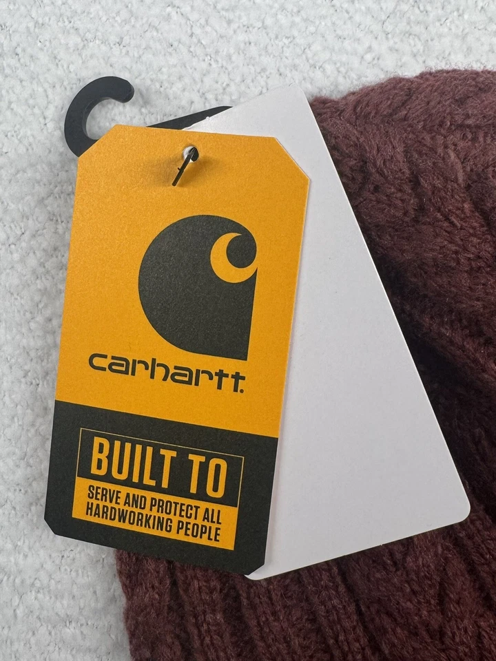 Gorro de pescador tejido acanalado Carhartt para mujer Sable rojo granate mezcla de lana hilo Foto 3 de 4