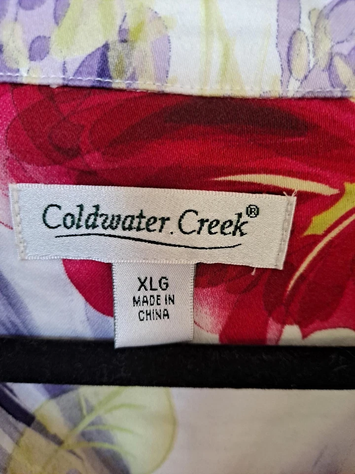 Coldwater Creek Red and Yellow Floral Button Down Blazer XL - Image 4 of 4