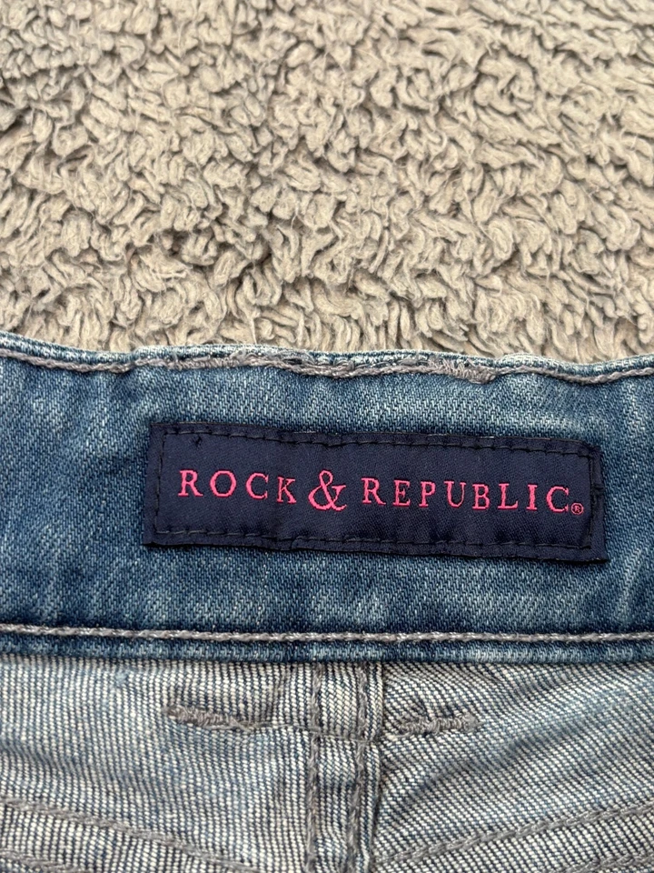 Pantalones Cortos de Jean Rock & Republic Para Mujer 0 Bonnaroo Denim Elastizados Azul Informal Foto 2 de 4