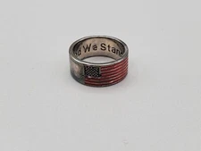 United We Stand USA flag 925 Silver ring Jewelry D84