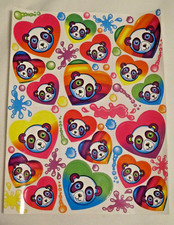 VINTAGE LISA FRANK STICKER SHEET UNUSED PANDA FACE WITH PAINT SPLATTERS