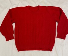 Vtg 90s Kids Red Knitted SWEATER PULLOVER-4-Wool Blend-Long Sleeve-Unisex-No Tag