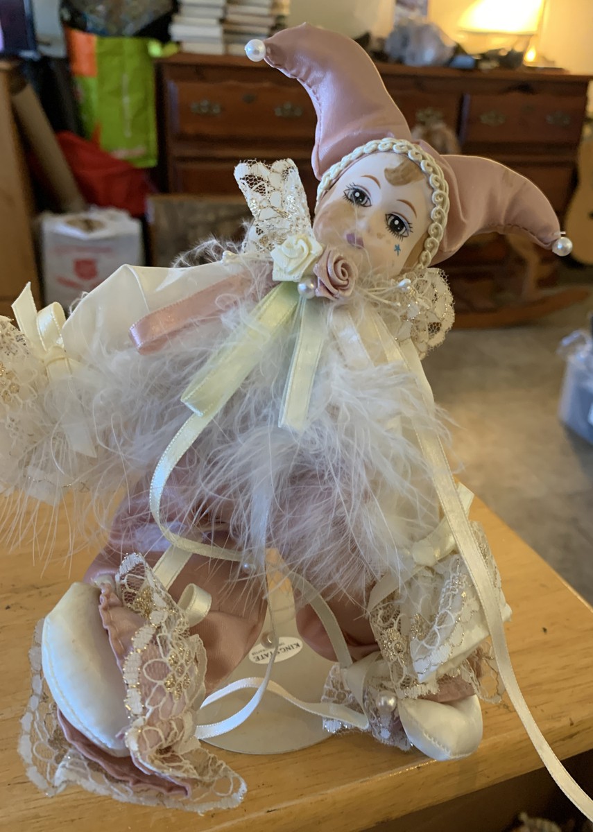 Jester Doll Kingstate Dollcrafter Porcelain Harlequin Feathers