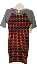 LulaRoe Julia Women's Dress Orange and Black Stretch Size XS